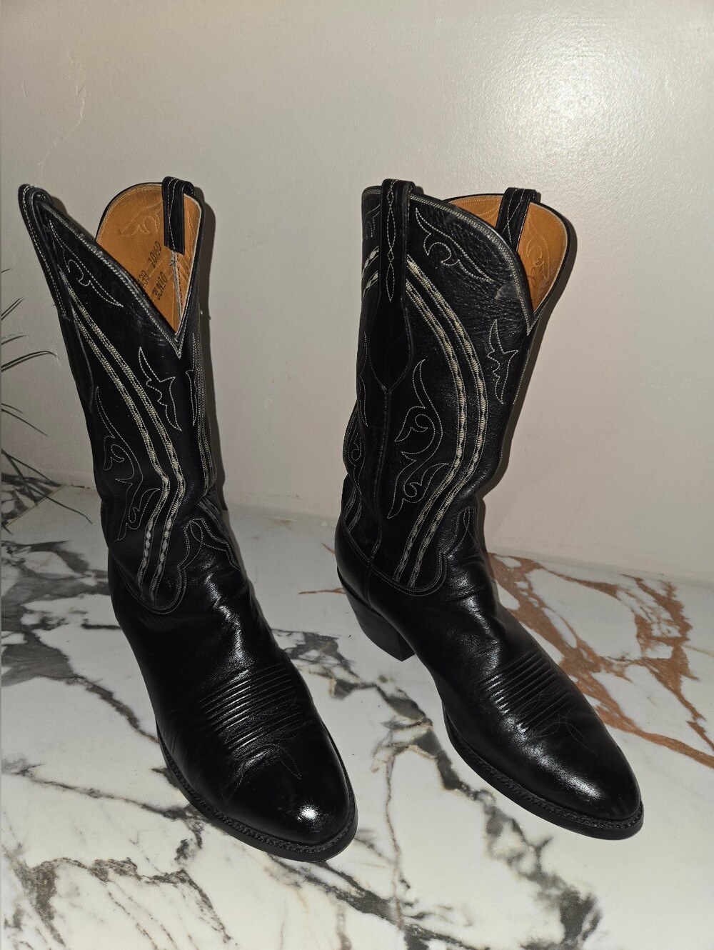 Lucchese VTG  IItalian  Goat Skin Leather Mens Boots, Size 10 1/2  D.